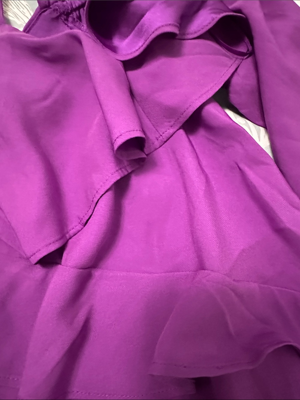 Express Purple Ruffle Cold-Shoulder Blouse - Picture 5 of 5